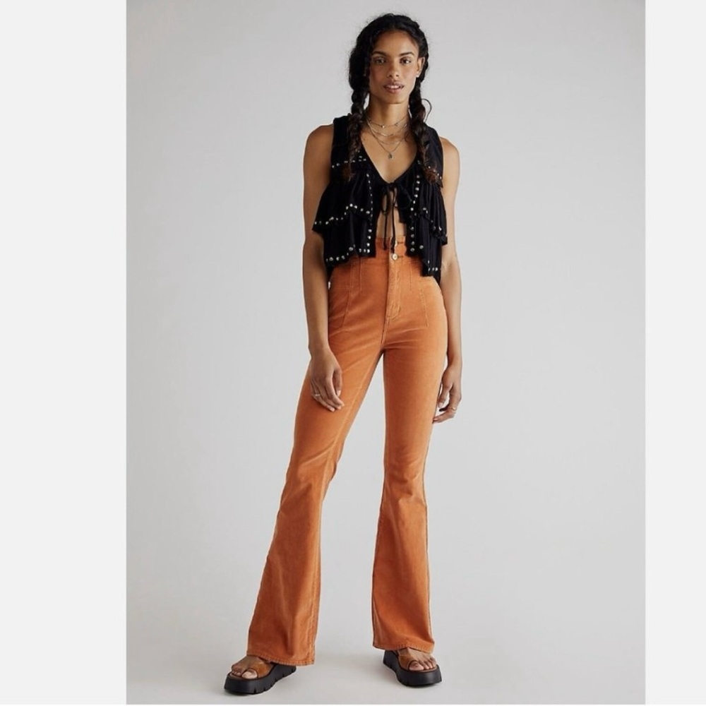 We The Free Orange Flare Jeans